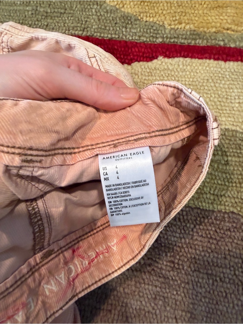 American Eagle Outfitters High Rise Corduroy Cargo Shorts Peach 4 Runs Small - Picture 5 of 6